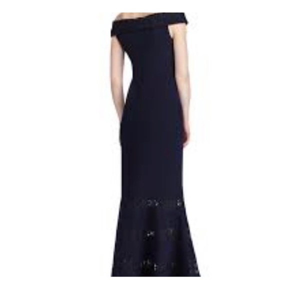 Ralph Lauren 10 Claudinah Navy Blue Lace Off Shoulder Mermaid Evening Dress Gown - Picture 2 of 11